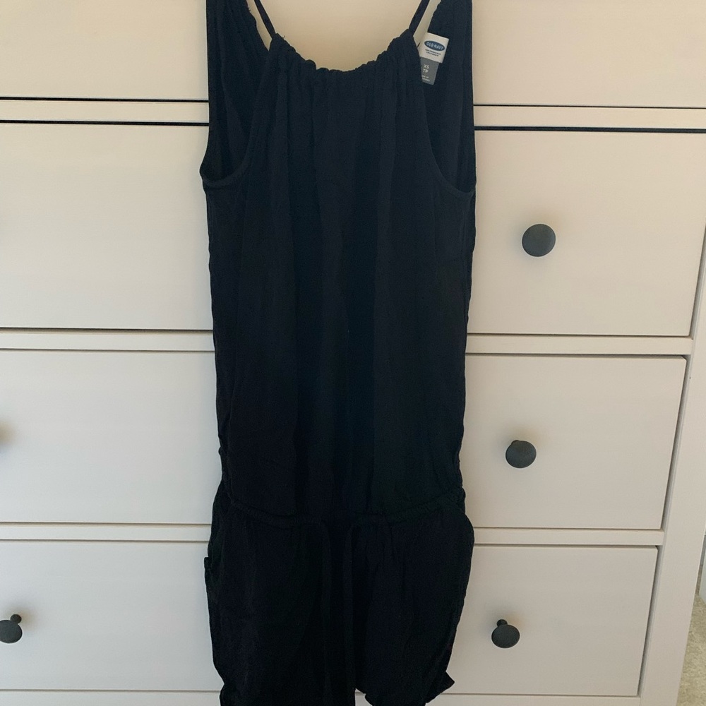 Black halter tie romper